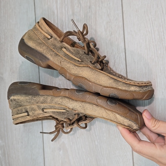 Twistwd X Women Brown Leather Boat Moccasin Shoes Boots Sz 7M - Picture 8 of 10